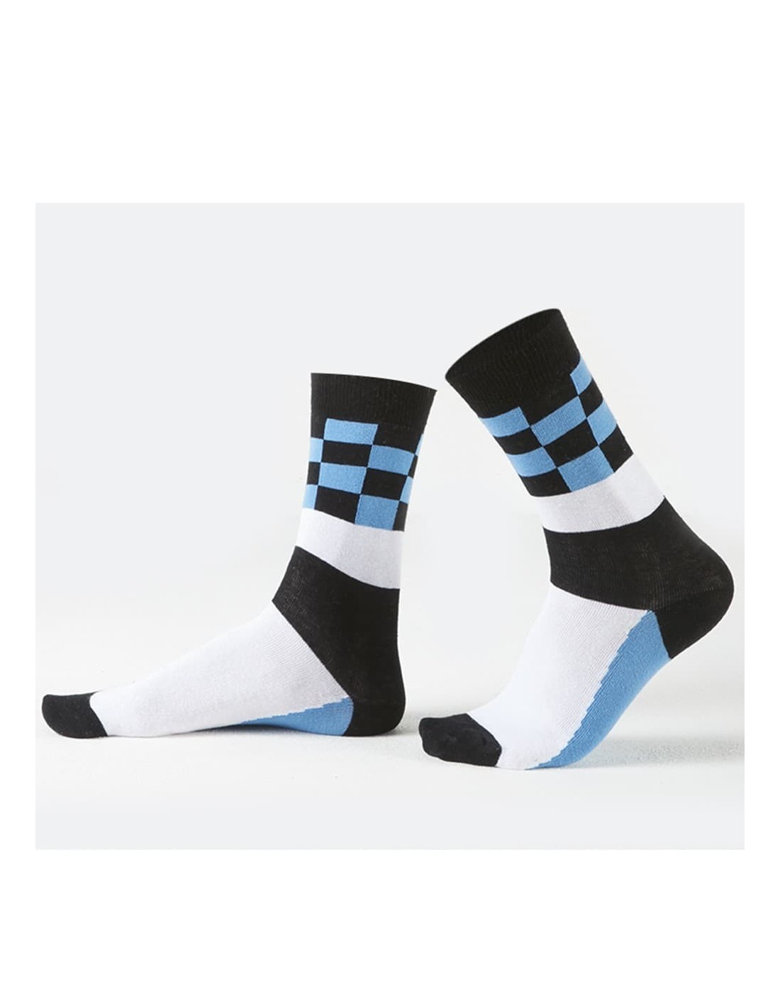 Blaue Herrensocken mit Schachbrettmuster SM36 – Online-Shop – Boutique